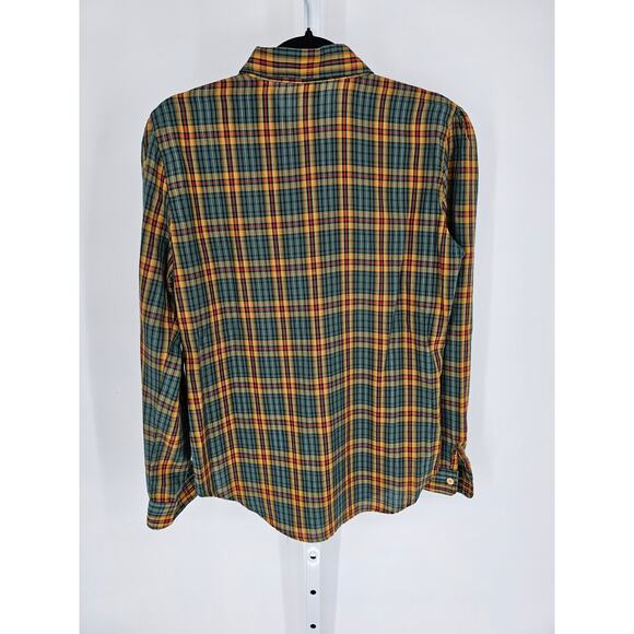 Chic by H.I.S Green Plaid Double Layered Long Sleeve Button-Up Shirt Size L - Picture 2 of 5